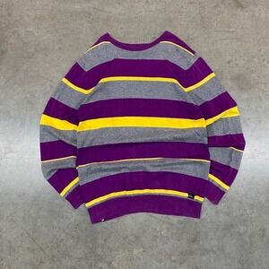 Quiksilver Striped Knit Sweater Purple Yellow Skate Surf Y2K Men's L